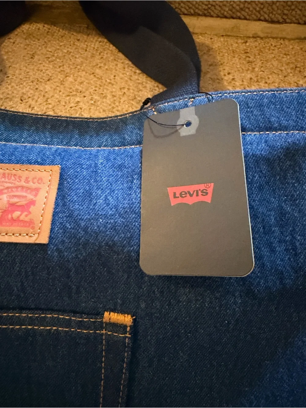 Levi's Dark Blue Denim Tote Bag - Stylish Everyday Carry - New with Tags